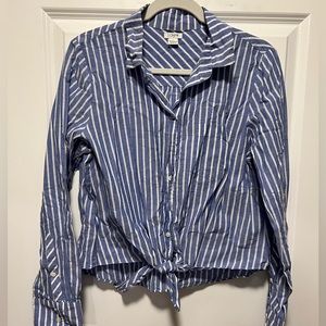 J Crew Button Down Tie Top
